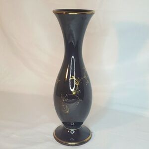 Jasba Keramik Vase Handcrafted Pottery West Germany Brown & Gold Butterfly